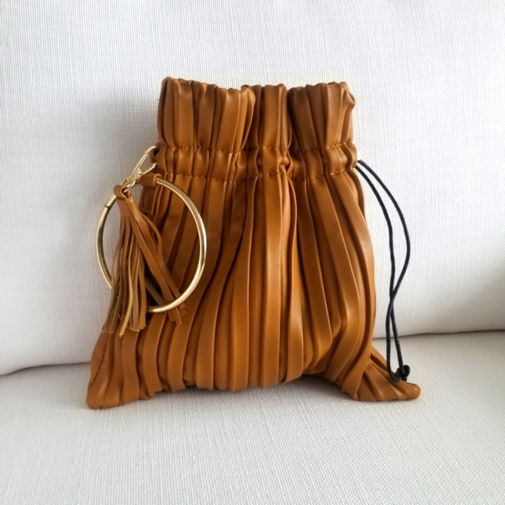 Soft, Faux Leather Crossbody Tassel Bucket Handbag
